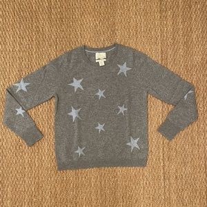 Cynthia Rowley Grey Cashmere Sweater with Blue Stars | SZ M